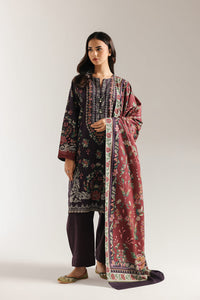 Embroidered Printed Suit with Floral Dupatta