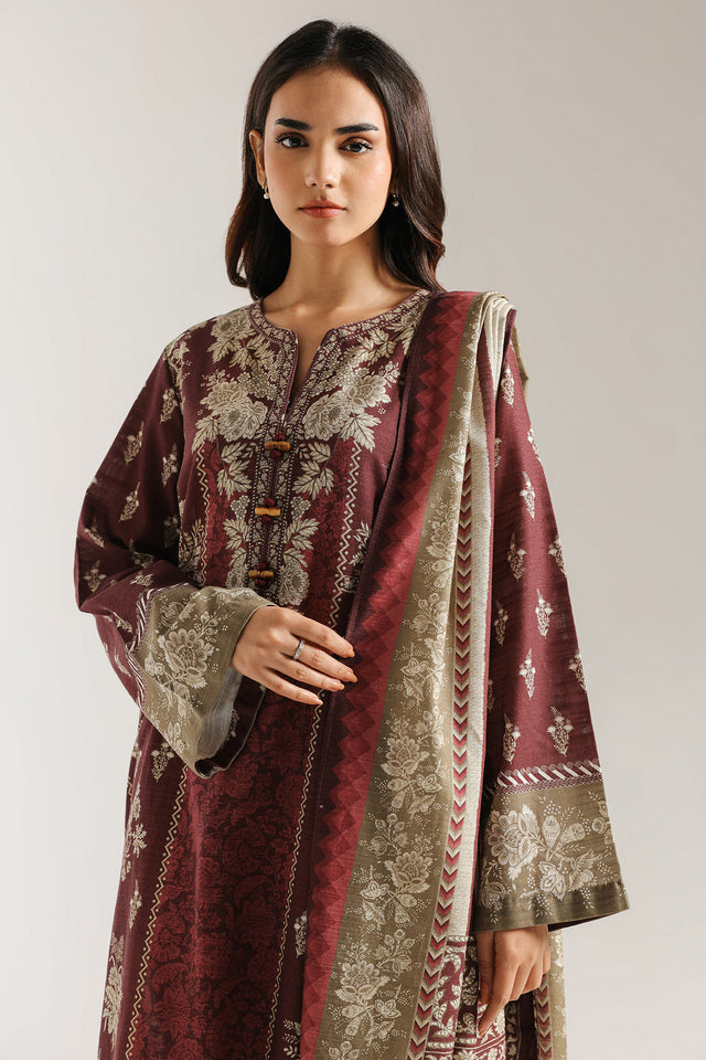 Maroon Printed Unstitched
