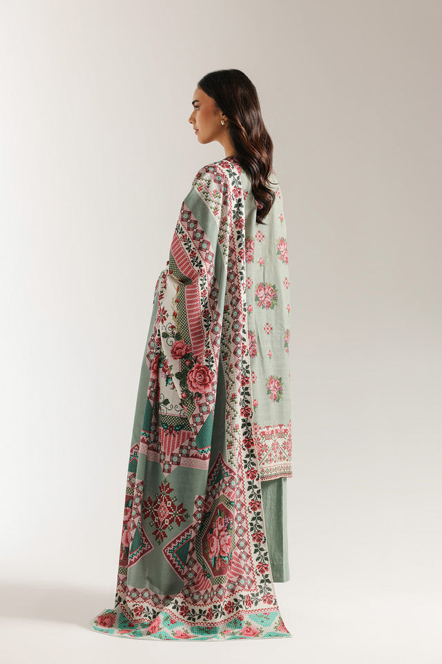 Pale Green Casual Printed Lawn Suit