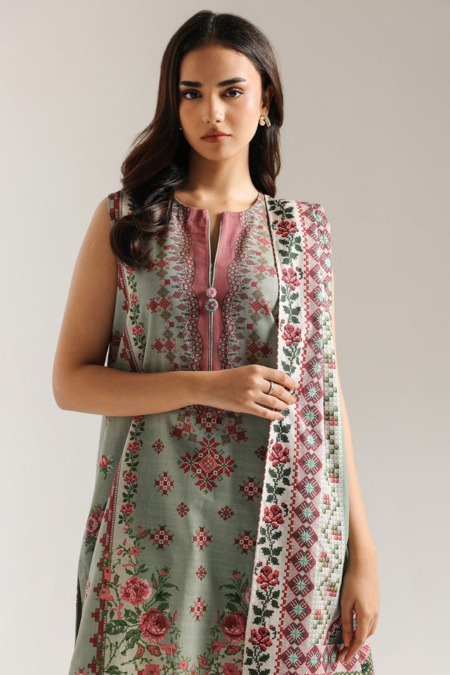 Pale Green Casual Printed Lawn Suit